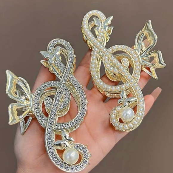 Music Note Claw Hair Clip - Rhinestone - Picture 10 of 10